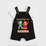 Garba Party On Personalized Dungaree - BLACK - 0 - 5 Months Old (Chest 18")