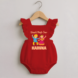 Garba Party On Personalized Romper Frock - RED - 0 - 3 Months Old (Chest 19")
