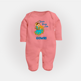 Garba Groove Team Personalized Full Body Suit - PEACH - New Born (Chest 7.5")