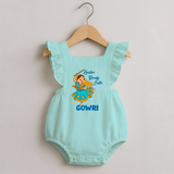 Garba Groove Team Personalized Romper Frock - MINT GREEN - 0 - 3 Months Old (Chest 19")