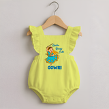 Garba Groove Team Personalized Romper Frock - PASTEL YELLOW - 0 - 3 Months Old (Chest 19")