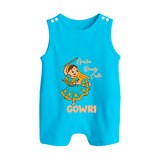 Garba Groove Team Personalized Button Romper - SKY BLUE - New Born (Chest 18")
