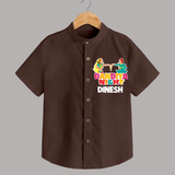Dandiya Night Celebration Personalized Shirt - CHOCOLATE BROWN - 0 - 6 Months Old (Chest 23")