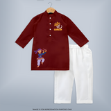 Indian Festive Vibes Personalized Kurta Set - MAROON - 3 - 6 Months Old (Chest 24", Kurta Length 14'', Waist 19", Pant Length 14")