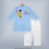 Chota Dandiya Personalized Kurta Set - BABY BLUE - 3 - 6 Months Old (Chest 24", Kurta Length 14'', Waist 19", Pant Length 14")