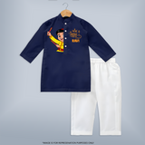 Chota Dandiya Personalized Kurta Set - NAVY BLUE - 3 - 6 Months Old (Chest 24", Kurta Length 14'', Waist 19", Pant Length 14")