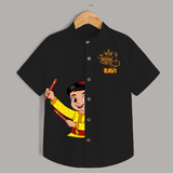 Chota Dandiya Personalized Shirt - BLACK - 0 - 6 Months Old (Chest 23")