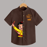 Chota Dandiya Personalized Shirt - CHOCOLATE BROWN - 0 - 6 Months Old (Chest 23")