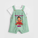 My First Navratri Dandiya Girl Personalized Dungaree - MINT GREEN - 0 - 5 Months Old (Chest 18")