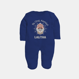 My First Navratri Divine Face Personalized Full Body Suit - NAVY BLUE - New Born (Chest 7.5")