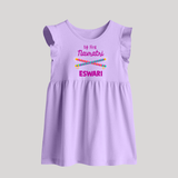 My First Navratri Dandiya Sticks Personalized Baby Frock - LILAC - 0 - 3 Months Old (Chest 17")
