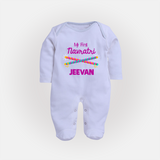 My First Navratri Dandiya Sticks Personalized Full Body Suit - BABY BLUE - New Born (Chest 7.5")