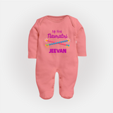My First Navratri Dandiya Sticks Personalized Full Body Suit - PEACH - New Born (Chest 7.5")