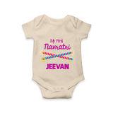 My First Navratri Dandiya Sticks Personalized Romper - IVORY - New Born (Chest 14")
