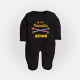 My First Navratri Dandiya Sticks Personalized Full Body Suit - BLACK - New Born (Chest 7.5")