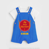 My First Navratri Dandiya Badge Personalized Dungaree - COBALT BLUE - 0 - 5 Months Old (Chest 18")