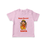 Happy Navratri Goddess Personalized T Shirt - BABY PINK - 0-5 Months Old (Chest 17")