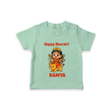 Happy Navratri Goddess Personalized T Shirt - MINT GREEN - 0-5 Months Old (Chest 17")