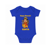 Happy Navratri Goddess Personalized Romper - COBALT BLUE - New Born (Chest 14")