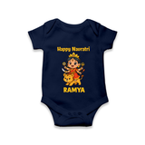 Happy Navratri Goddess Personalized Romper - NAVY BLUE - New Born (Chest 14")