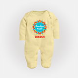 Dandiya Night Personalized Full Body Suit - PASTEL YELLOW - New Born (Chest 7.5")