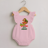 Garba Dandiya Girl Personalized Romper Frock - BABY PINK - 0 - 3 Months Old (Chest 19")