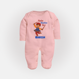 Garba Dandiya Boy Personalized Full Body Suit - BABY PINK - New Born (Chest 7.5")