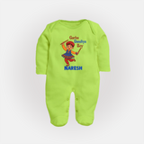 Garba Dandiya Boy Personalized Full Body Suit - LIME GREEN - New Born (Chest 7.5")