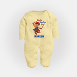 Garba Dandiya Boy Personalized Full Body Suit - PASTEL YELLOW - New Born (Chest 7.5")