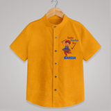 Garba Dandiya Boy Cartoon Print Personalized Kids Shirt - CHROME YELLOW - 0 - 6 Months Old (Chest 23")