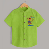 Garba Dandiya Boy Cartoon Print Personalized Kids Shirt - LIME GREEN - 0 - 6 Months Old (Chest 23")