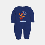 Garba Dandiya Boy Personalized Full Body Suit - NAVY BLUE - New Born (Chest 7.5")