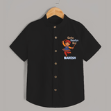 Garba Dandiya Boy Cartoon Print Personalized Kids Shirt - BLACK - 0 - 6 Months Old (Chest 23")