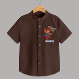 Garba Dandiya Boy Cartoon Print Personalized Kids Shirt - CHOCOLATE BROWN - 0 - 6 Months Old (Chest 23")