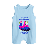 See You in Garba Time Personalized Button Romper - BABY BLUE - New Born (Chest 18")