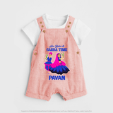 See You in Garba Time Personalized Dungaree - PEACH - 0 - 5 Months Old (Chest 18")