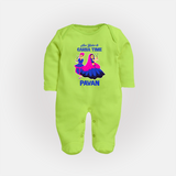 See You in Garba Time Personalized Full Body Suit - LIME GREEN - New Born (Chest 7.5")