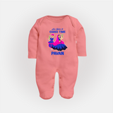 See You in Garba Time Personalized Full Body Suit - PEACH - New Born (Chest 7.5")