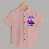 Ae Halo Garba Time Couple Dance Print Personalized Kids Shirt - PEACH - 0 - 6 Months Old (Chest 23")