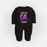 See You in Garba Time Personalized Full Body Suit - BLACK - New Born (Chest 7.5")