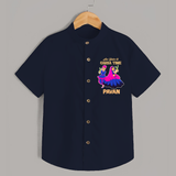 Ae Halo Garba Time Couple Dance Print Personalized Kids Shirt - NAVY BLUE - 0 - 6 Months Old (Chest 23")