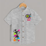 Traditional Garba Dance Couple Print Personalized Kids Shirt - GREY - 0 - 6 Months Old (Chest 23")