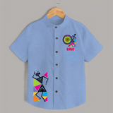 Traditional Garba Dance Couple Print Personalized Kids Shirt - SKY BLUE - 0 - 6 Months Old (Chest 23")