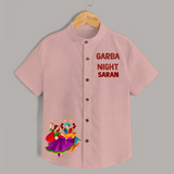 Garba Night Dancer Illustration Personalized Kids Shirt - PEACH - 0 - 6 Months Old (Chest 23")