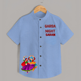 Garba Night Dancer Illustration Personalized Kids Shirt - SKY BLUE - 0 - 6 Months Old (Chest 23")