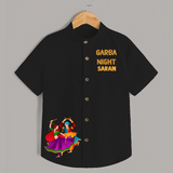 Garba Night Dancer Illustration Personalized Kids Shirt - BLACK - 0 - 6 Months Old (Chest 23")