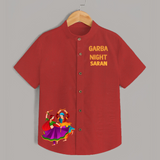 Garba Night Dancer Illustration Personalized Kids Shirt - RED - 0 - 6 Months Old (Chest 23")