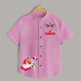 Garba Night Celebration Dance Print Personalized Kids Shirt - BABY PINK - 0 - 6 Months Old (Chest 23")