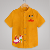 Garba Night Celebration Dance Print Personalized Kids Shirt - CHROME YELLOW - 0 - 6 Months Old (Chest 23")