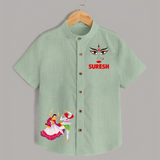 Garba Night Celebration Dance Print Personalized Kids Shirt - MINT GREEN - 0 - 6 Months Old (Chest 23")